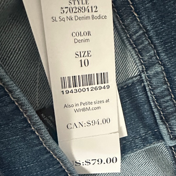 White House Black Market Blue Denim Top - Picture 4 of 4